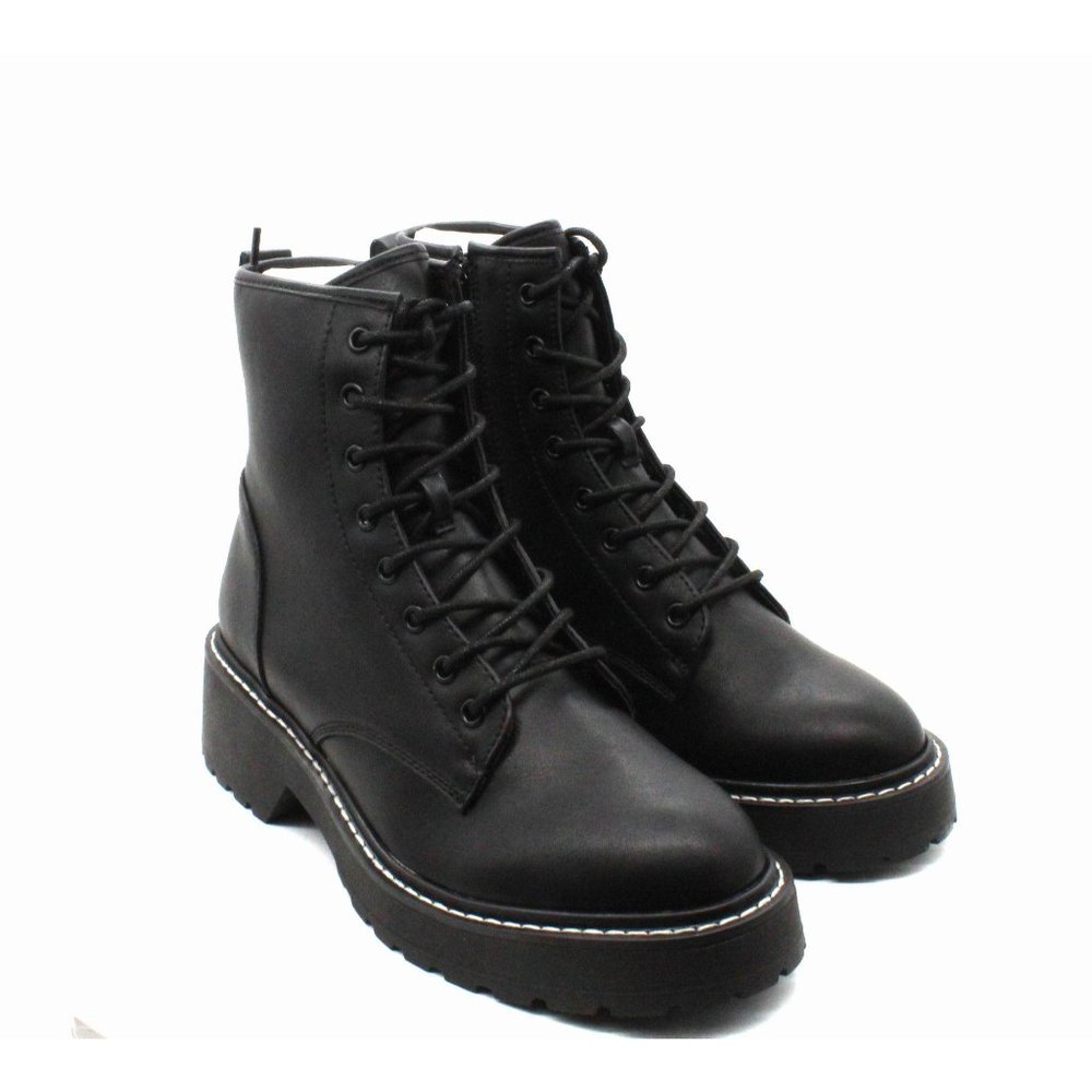 Madden Girl Carra Lace-Up Lug Sole Combat Boots